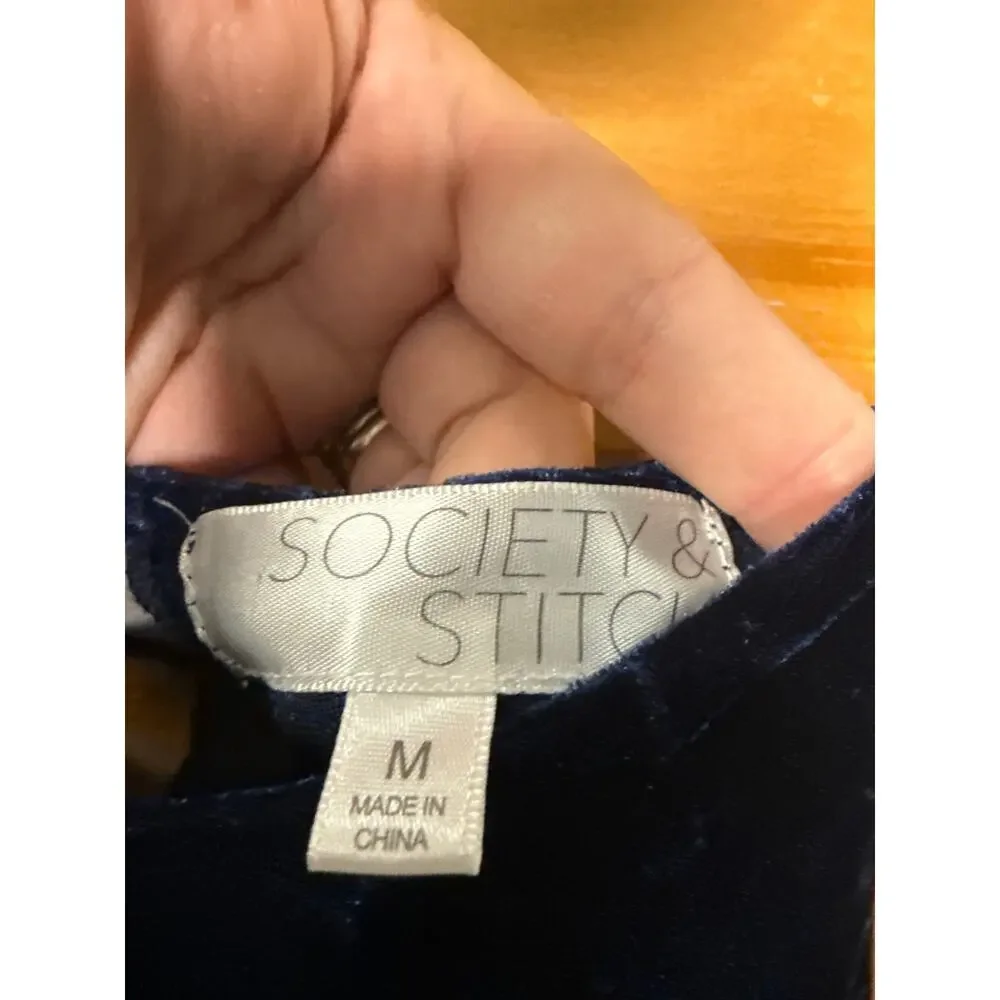 Society & Stitch  Girls Velvet Dress Size 8 in Blue